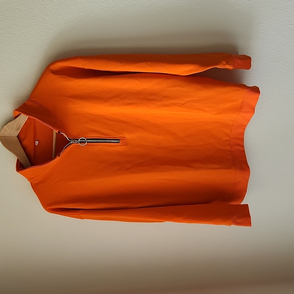 Orange sweatshirt 1/4 zip pullover Unisex Sz M running visible biking outdoors - Picture 1 of 9
